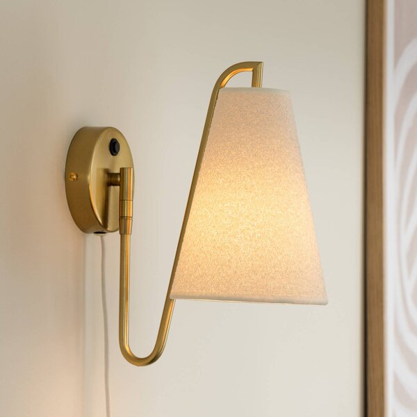 Globen Lighting Applique da parete Lou Bouclè, Bianco / Opale, Soggiorno / Sala da pranzo, Tessuto / Stoffa / Seta, Design, Applique