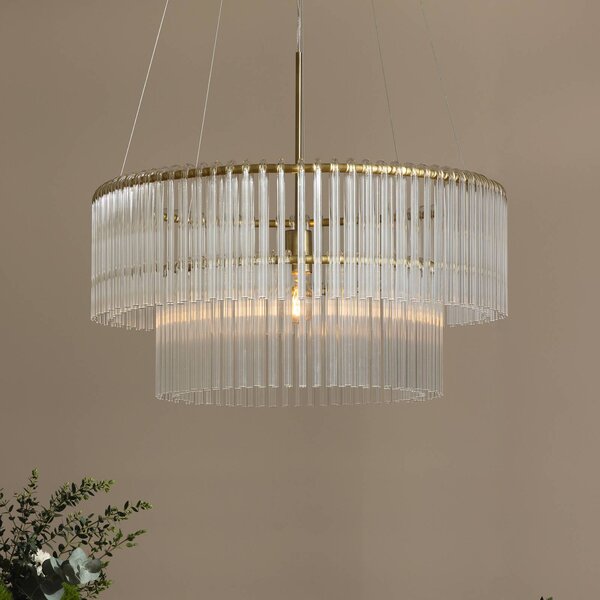 Globen Lighting Lampada a sospensione in vetro HOOK, dimmerabile, Chiaro / Trasparente, Soggiorno / Sala da pranzo, Vetro, Design, Lampada a sospensione