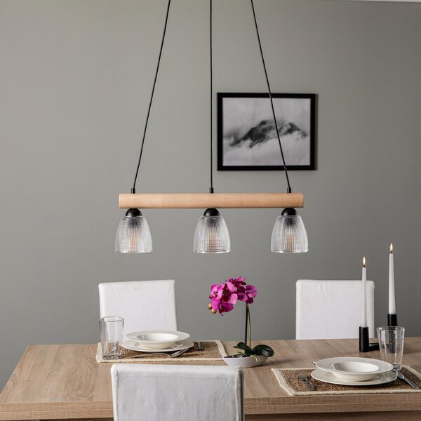 Lampada a sospensione Envostar, Tisan, dimmerabile, Trasparente, Sala da pranzo, Legno, Moderno