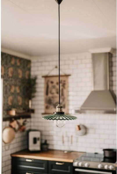 Globen Lighting Lampada a sospensione COBBLER, dimmerabile, Verde, Soggiorno / Sala da pranzo, Vetro, Vintage, Lampada a sospensione