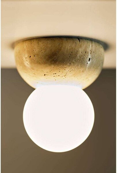 Globen Lighting Applique da parete Torrano, dimmerabile, Crema / Ambra, Soggiorno / Sala da pranzo, Pietra, Design, Applique
