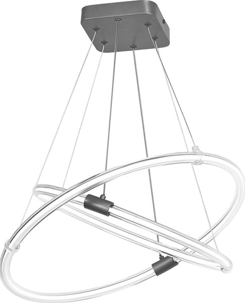LECVANCE Decor Celestio apparecchio a sospensione in policarbonato curvo con design a LED e filamento, 21 W, 2400 lm, 3000 K, 830 bianco caldo, dimmerabile a click, grigio scuro, plastica (PC), IP20