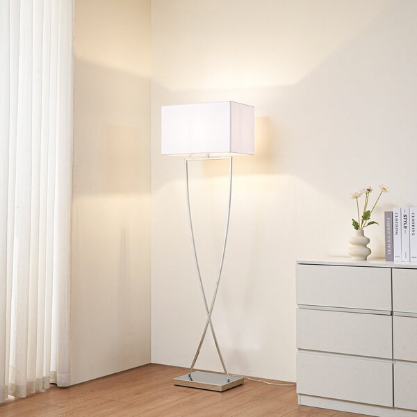 Lampada da terra Lucande, Evaine, Bianco, Soggiorno, Metallo, Moderno