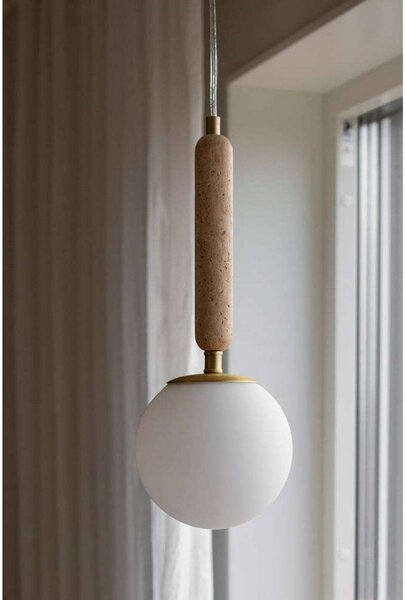 Globen Lighting Lampada a sospensione Torrano, dimmerabile, Crema / Ambra, Soggiorno / Sala da pranzo, Pietra, Design, Lampada a sospensione