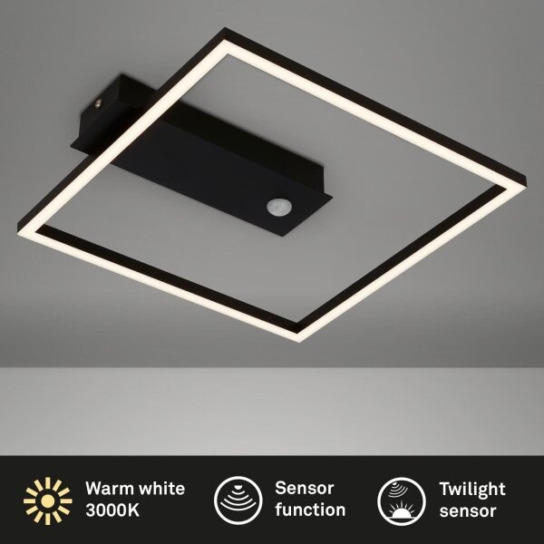 Briloner 3770-015 -LED plafoniera con sensore FRAME LED/14W/230V 3000K 32x30 cm nera