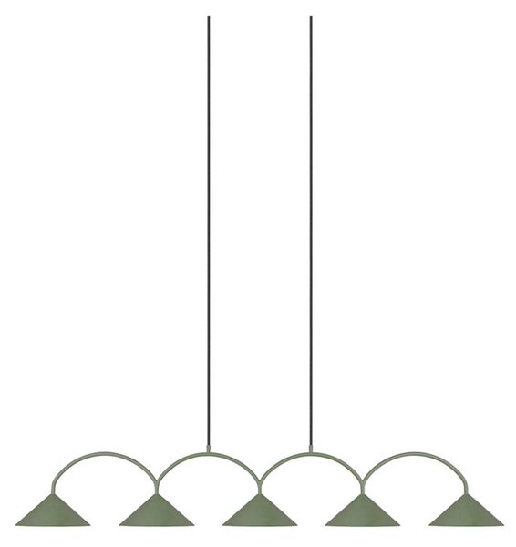 Globen Lighting Lampada a sospensione CURVE 5, dimmerabile, Verde, Soggiorno / Sala da pranzo, Metallo, Vintage, Lampada a sospensione