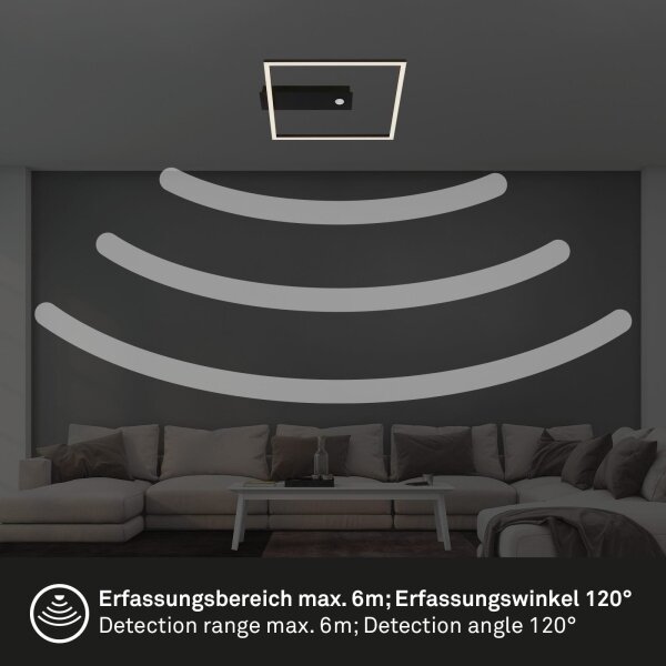 Briloner 3770-015 -LED plafoniera con sensore FRAME LED/14W/230V 3000K 32x30 cm nera