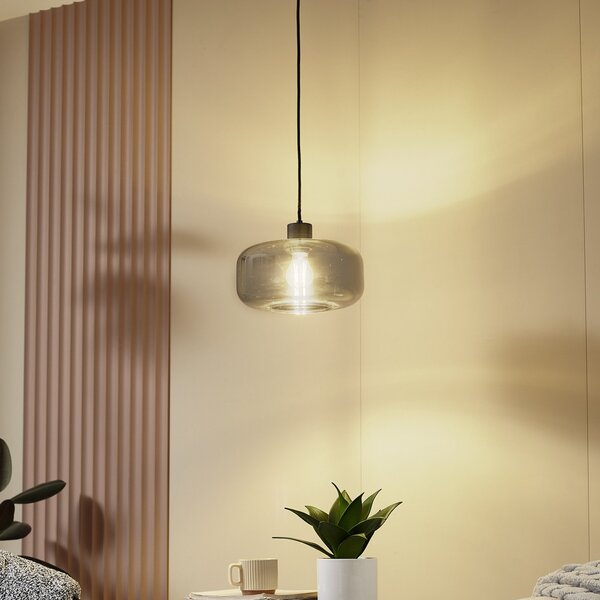 Lampada a sospensione Lindby, Hildur, dimmerabile, Grigio, Soggiorno, Vetro