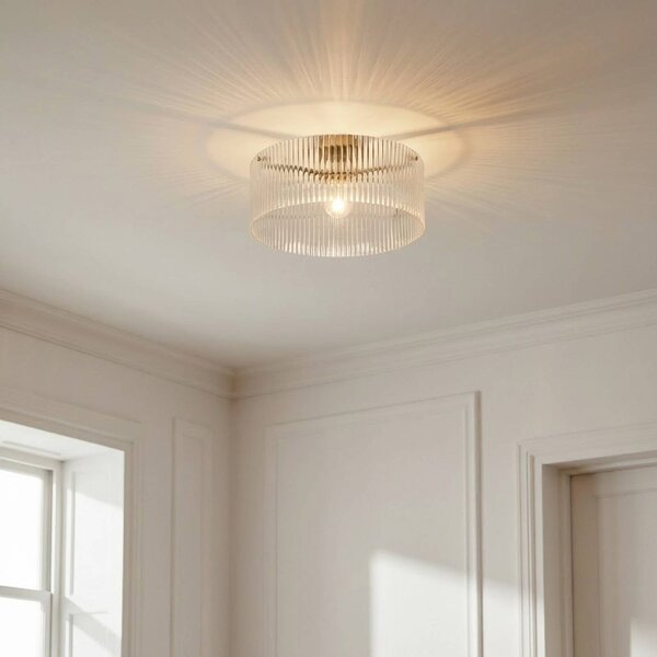 Plafoniera soffitto Meritt Lucande, dimmerabile, Chiaro / Trasparente, Soggiorno / Sala da pranzo, Vetro, Moderno, Plafoniera