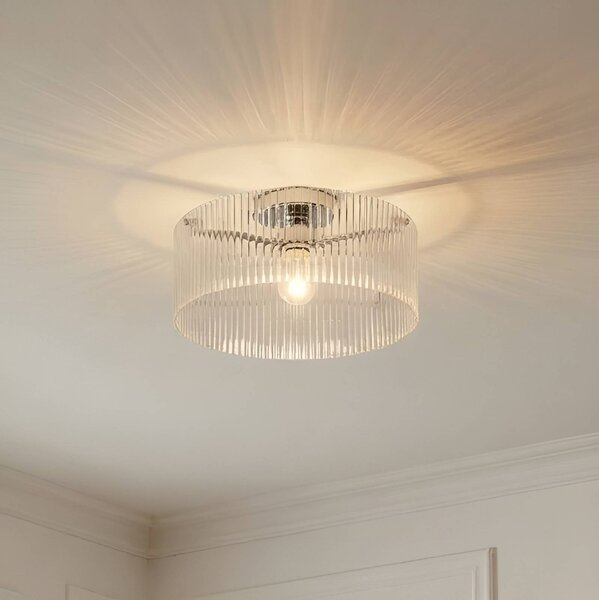 Plafoniera soffitto Meritt Lucande, dimmerabile, Chiaro / Trasparente, Soggiorno / Sala da pranzo, Vetro, Moderno, Plafoniera