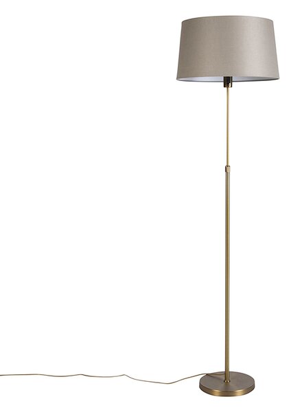 Lampada da terra in bronzo con paralume in lino color tortora 45 cm regolabile - Parte