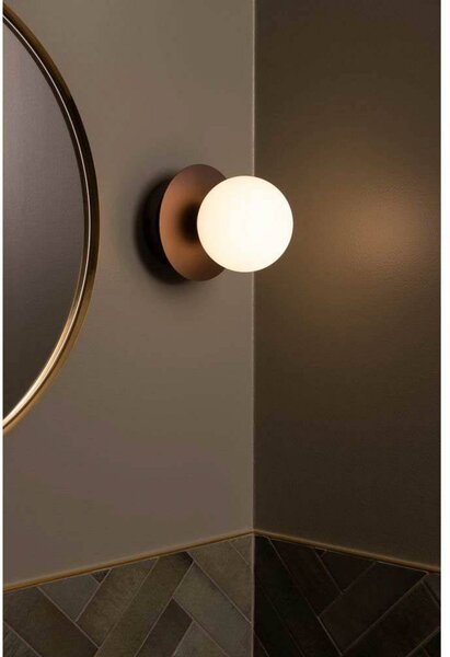 Globen Lighting Applique ART DECO, bronzo/bianco Ø 16 cm IP44 dimmerabile, Bronzo / Ottone antico, Soggiorno / Sala da pranzo, Metallo, Design