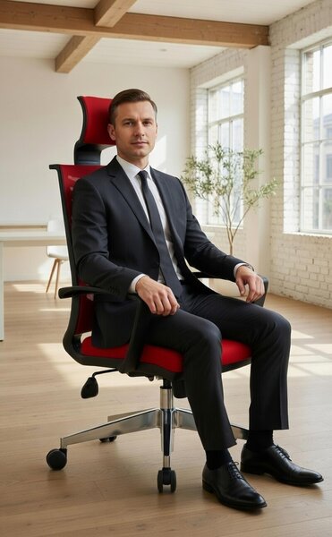 Sedia da ufficio moderna con schienale ergonomico e design rosso