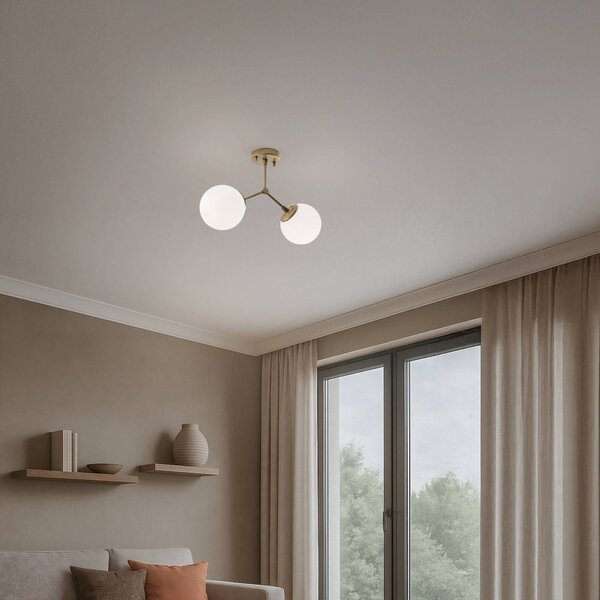 Plafoniera soffitto Damar Opviq, dimmerabile, Ottone / Oro, Soggiorno / Sala da pranzo, Vetro, Plafoniera