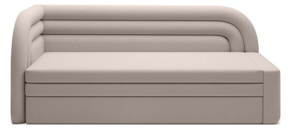 Divano beige allungabile/con contenitore con penisola a sinistra e rivestimento in velluto 223 cm Fabillo – ELTAP