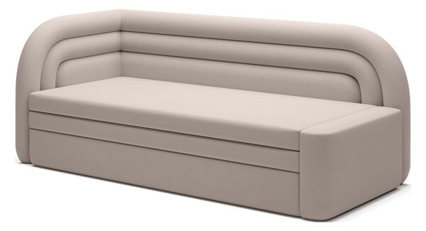 Divano beige allungabile/con contenitore con penisola a sinistra e rivestimento in velluto 223 cm Fabillo – ELTAP