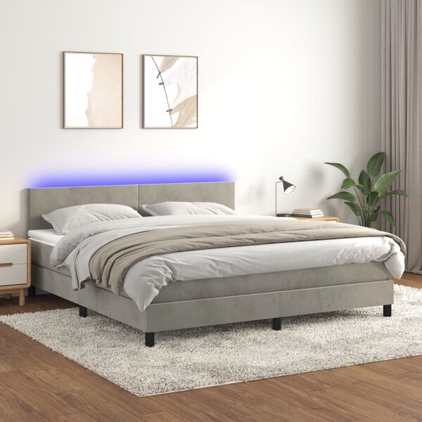 Letto boxspring con materasso Tessuto grigio chiaro 120x200 cm