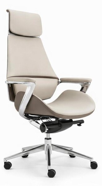 Sedia da ufficio ergonomica con poggiatesta regolabile e base cromata