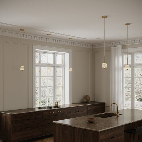Lampada a sospensione Nuura Aps, Asteea, dimmerabile, Dorato / Ottone, Soggiorno, Metallo, Scandinavo