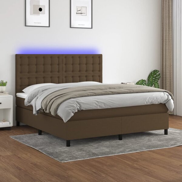 VidaXL Letto a molle materasso e led marrone scuro 120x200 cm tessuto Letti  