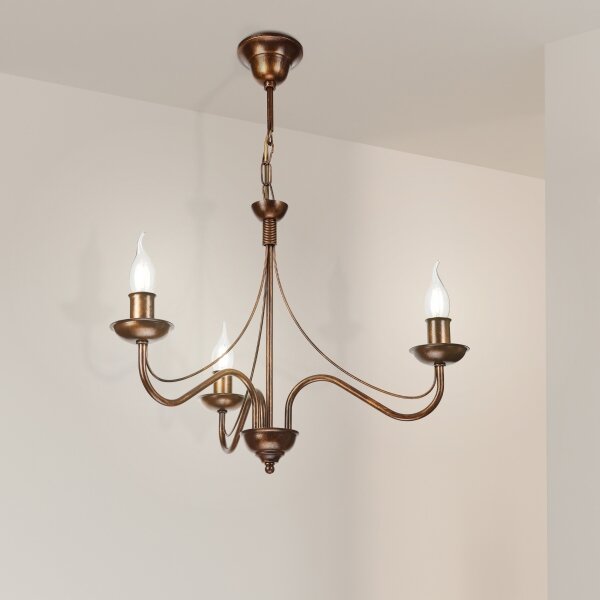Lampadario a catena ANTON 3xE14/15W/230V finitura bronzo