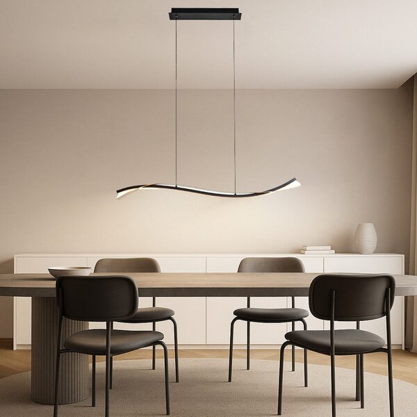 Lampada a sospensione Lucande, Alevia, dimmerabile, Dorato / Ottone, Sala da pranzo, Metallo, Design