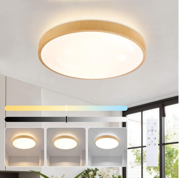 Brilagi-LED Lampada dimmerabile GLASS POOL DOUBLE LED/48W/230V 40 cm finitura legno + telecomando