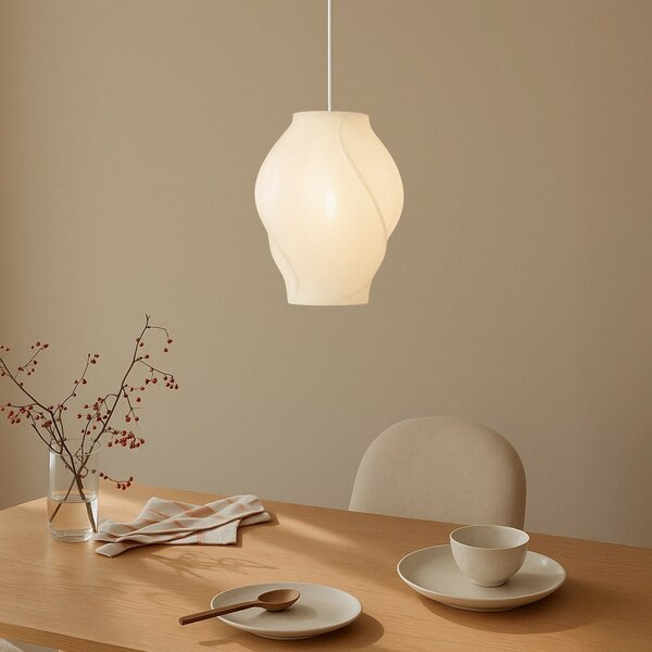 Lampada a sospensione Lucande, Tovina, dimmerabile, Bianco, Sala da pranzo, Tessuto / Tessile, Scandinavo