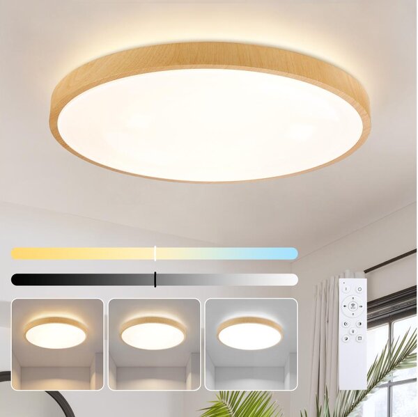 Brilagi-LED lampada dimmerabile GLASS POOL DOUBLE LED/80W/230V 60 cm, finitura effetto legno + telecomando