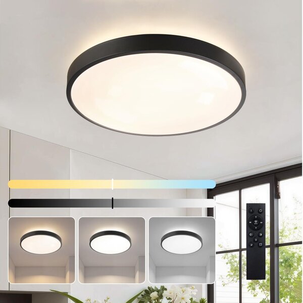 Brilagi - Lampada LED dimmerabile GLASS POOL DOUBLE LED/48W/230V 40 cm nera + telecomando