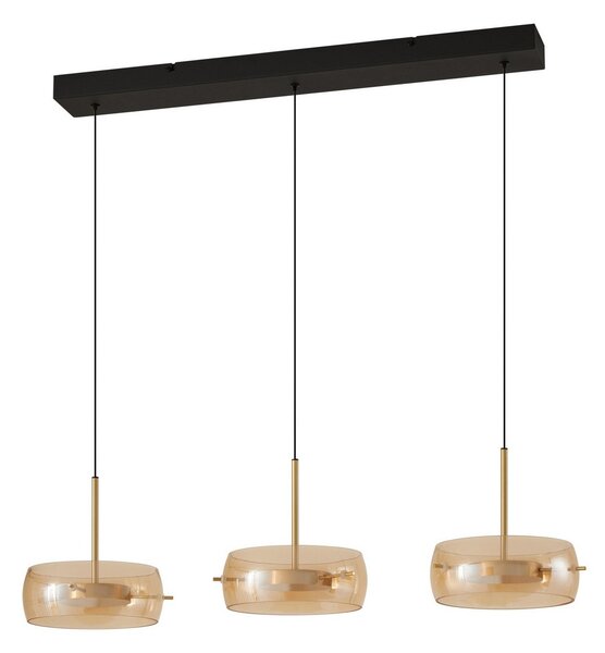 Lampada a sospensione Lucande, Martis, dimmerabile, Dorato / Ottone, Sala da pranzo, Vetro, Moderno