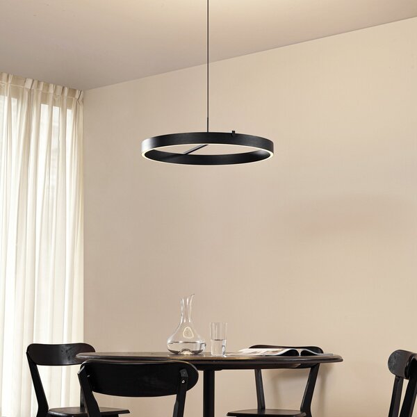 Lampada a sospensione Lucande, Rovan, dimmerabile, Nero, Soggiorno, Metallo, Moderno
