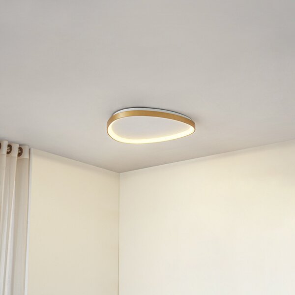 Plafoniera Lucande, Asken, dimmerabile, Dorato / Ottone, Soggiorno, Alluminio, Moderno
