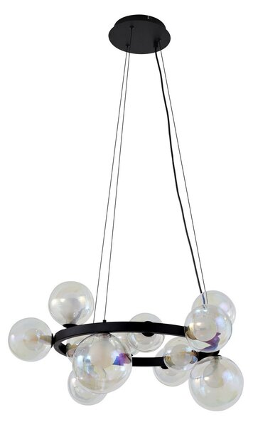 Lampada a sospensione Lucande, Marvi, dimmerabile, Nero, Soggiorno, Vetro, Moderno