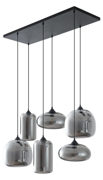 Lampada a sospensione Lindby, Marla, dimmerabile, Grigio, Sala da pranzo, Vetro, Moderno