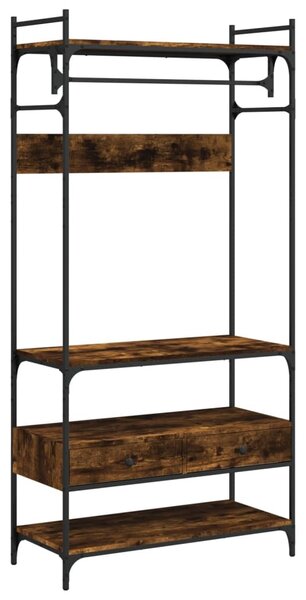 Appendiabiti con cassetti in rovere fumé 89x39x184,5 cm