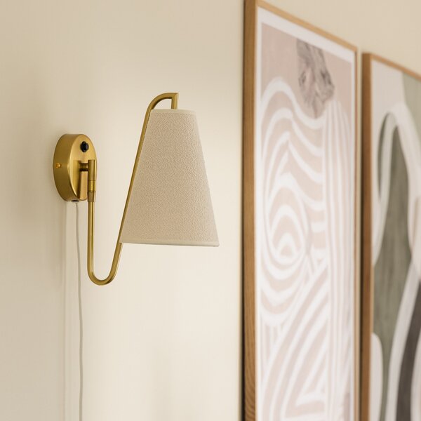 Applique da parete Globen Lighting, Lou Bouclè, Bianco, Soggiorno, Tessuto / Tessile, Design