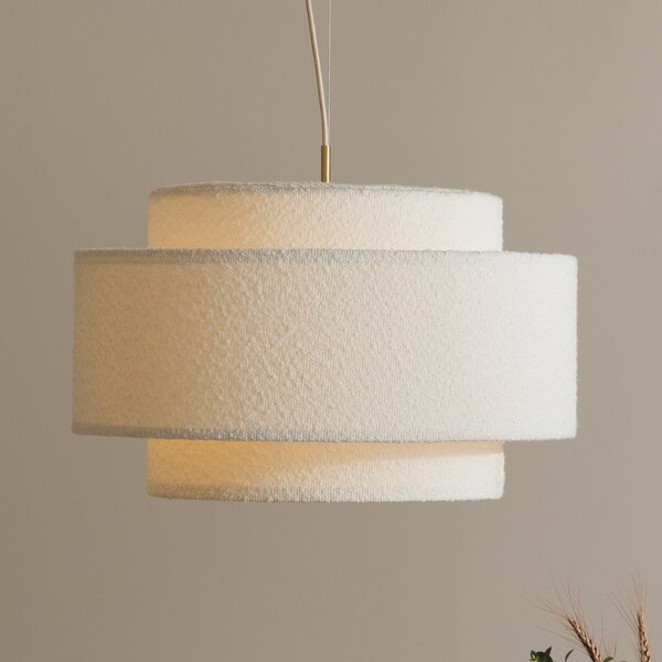 Lampada a sospensione Globen Lighting, Noah Bouclé, dimmerabile, Bianco, Soggiorno, Tessuto / Tessile, Design