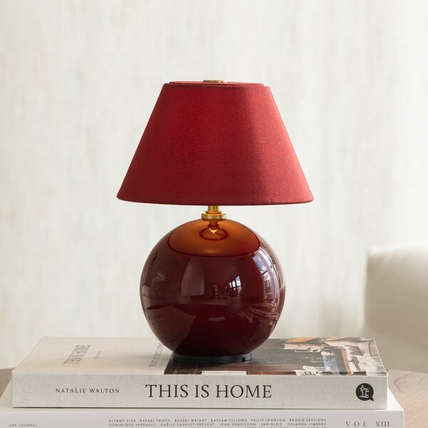 Lampade da tavolo Globen Lighting, IRIS, dimmerabile, Rosso, Soggiorno, Tessuto / Tessile, Design