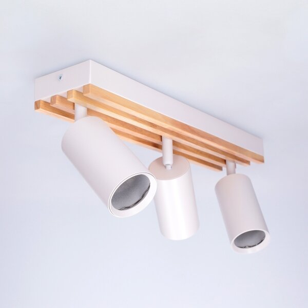 Brilagi - Faretto orientabile SELE WOOD ACOUSTIC 3xGU10/30W/230V bianco/legno