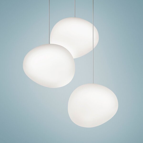 Lampada a sospensione Foscarini, Gregg piccola, dimmerabile, Bianco, Soggiorno, Vetro, Design