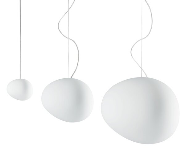 Lampada a sospensione Foscarini, Gregg piccola, dimmerabile, Bianco, Soggiorno, Vetro, Design