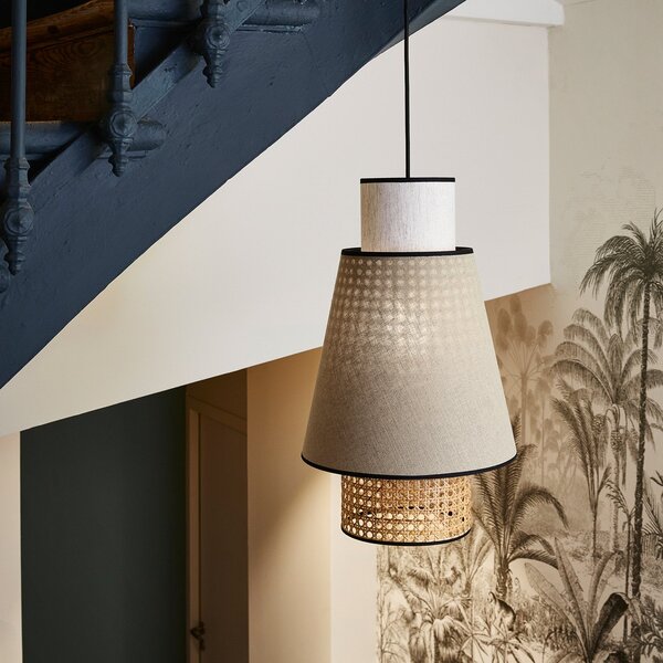 Lampada a sospensione MARKET SET, Singapour S, dimmerabile, Beige, Soggiorno, Tessuto / Tessile, Design