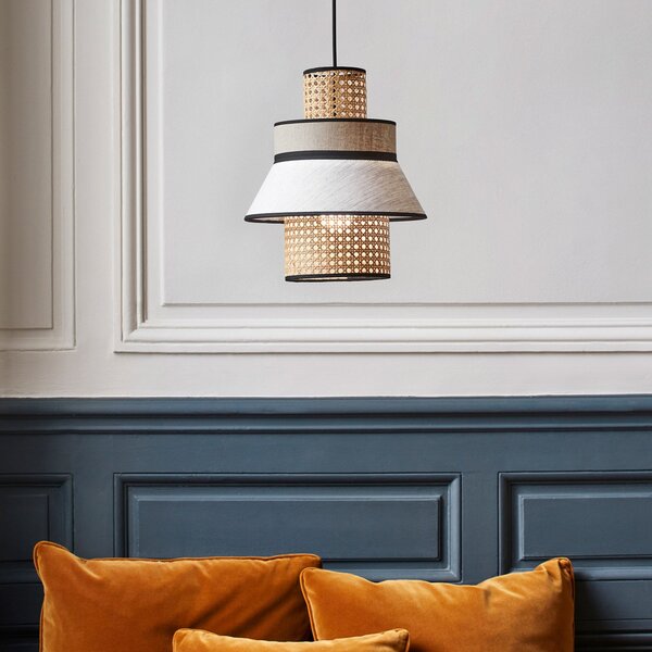 Lampada a sospensione MARKET SET, Singapour XML, dimmerabile, Legno, Soggiorno, Tessuto / Tessile, Design