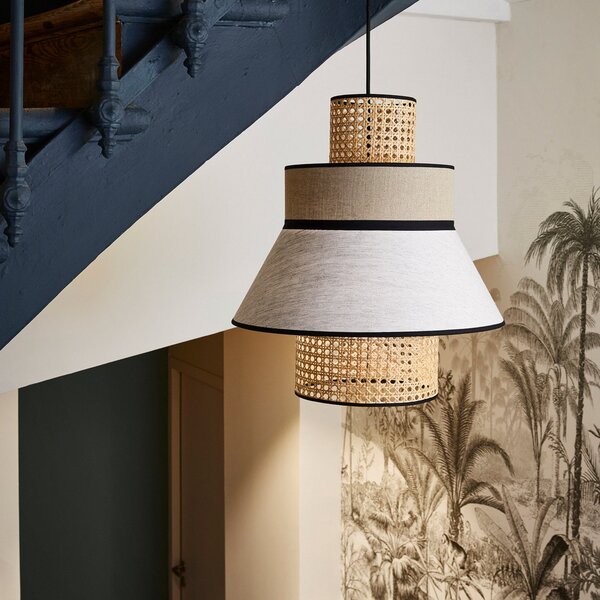 Lampada a sospensione MARKET SET, Singapour ML, dimmerabile, Beige, Soggiorno, Tessuto / Tessile, Design