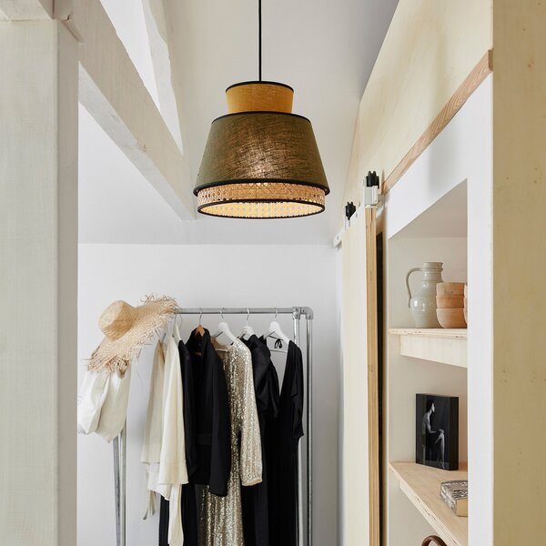 Lampada a sospensione MARKET SET, Singapour XM, dimmerabile, Verde, Soggiorno, Tessuto / Tessile, Design