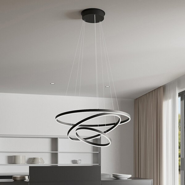 Lampada a sospensione Arcchio, Albiona, dimmerabile, Nero, Soggiorno, Metallo, Moderno