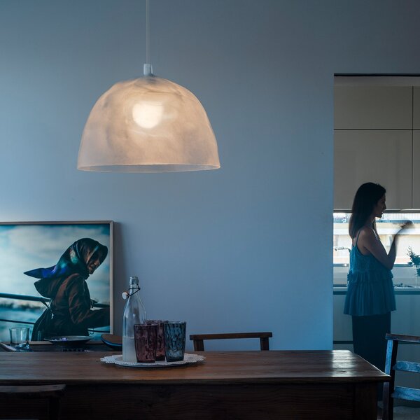 Lampada a sospensione Foscarini, Bump, dimmerabile, Bianco, Soggiorno, Plastica, Design