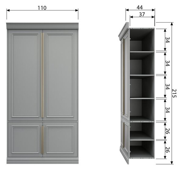 Armadio grigio chiaro in pino massiccio 110x215x44 cm Organize – WOOOD