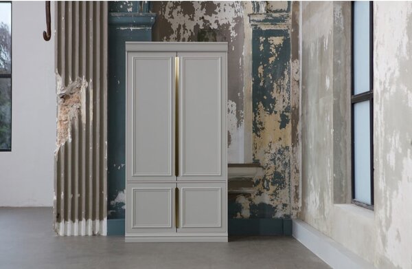 Armadio grigio chiaro in pino massiccio 110x215x44 cm Organize – WOOOD